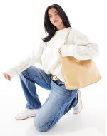 large woven shoulder bag in butter yellow